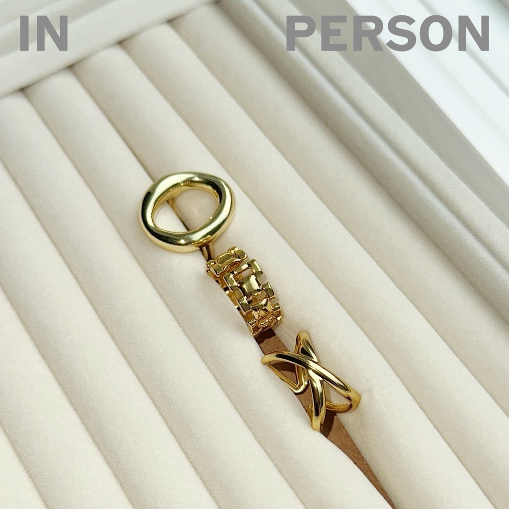 Geometric Gold Statement Ring Set - Picture 4 of 8